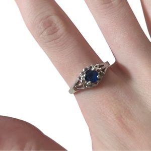Silver Blue Sapphire Ring